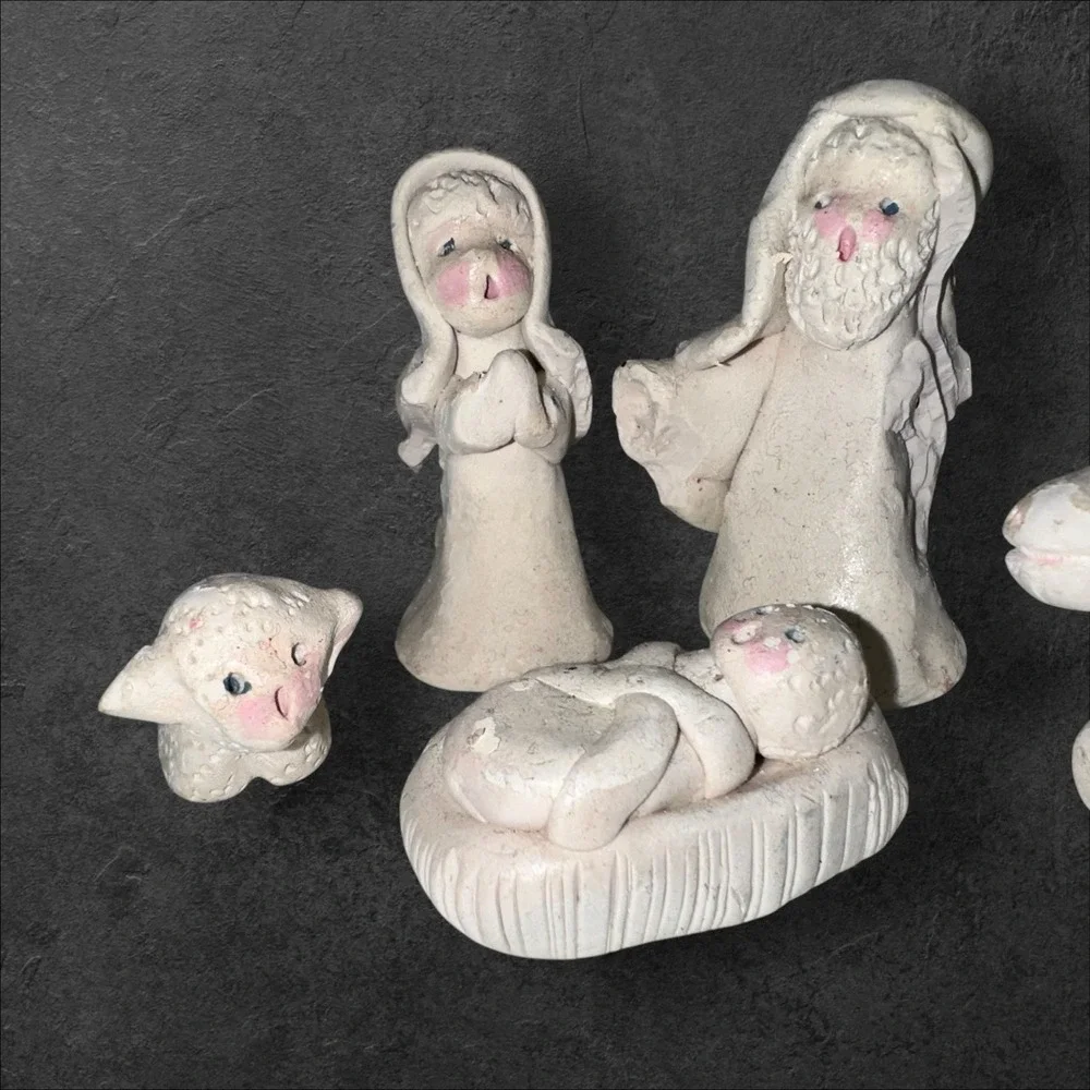 Vintage Small Clay Nativity‎ As/Is